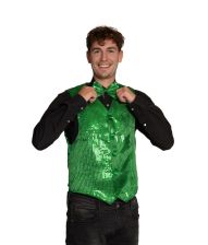 Grøn pailletvest og butterfly XL