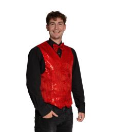 Rød pailletvest og butterfly 2XL
