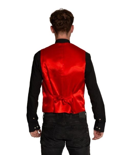 Rød pailletvest og butterfly 2XL