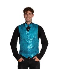 Turkis pailletvest og butterfly S