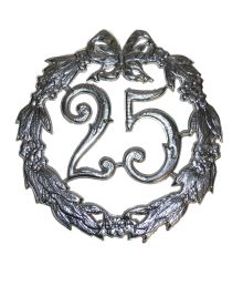 Krans i silver 25 år, 25 cm