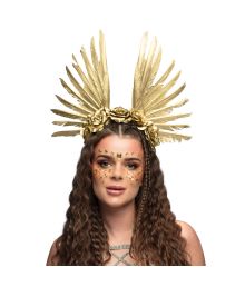 Diadem med fjädrar i guld