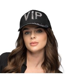 Svart VIP-keps med strass