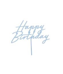 Misty blue tårtdekoration Happy Birthday