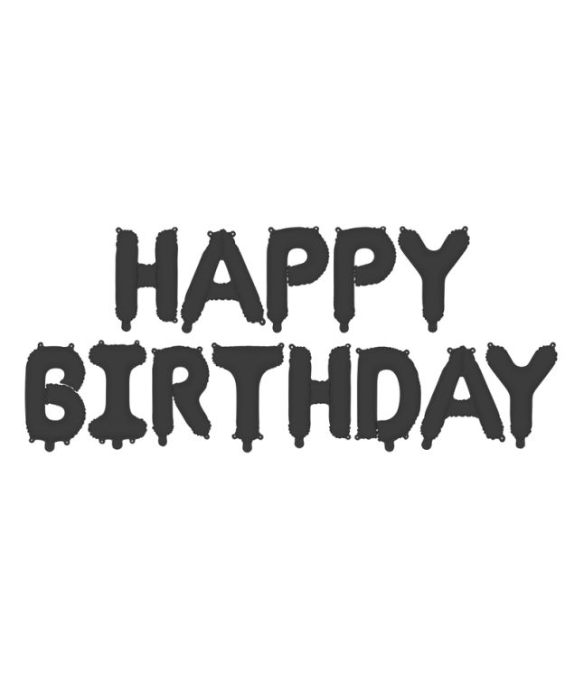 Sort folieballon Happy Birthday