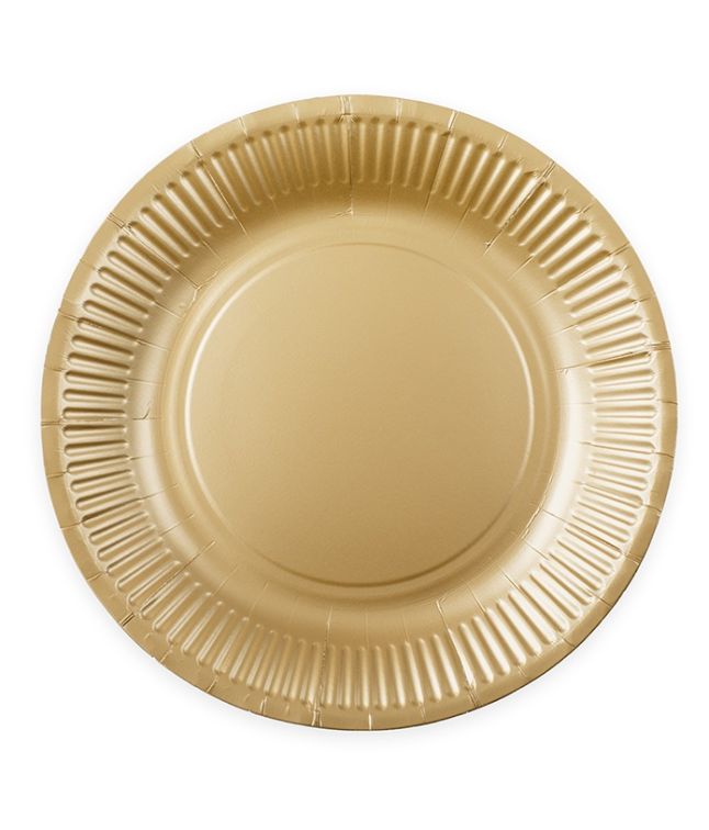 Guld paptallerkner, 23cm 8 stk