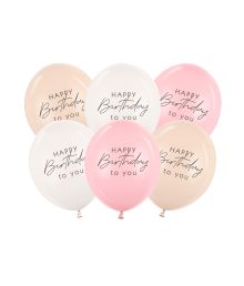Happy Birthbay ballonger rosa mix, 6 st