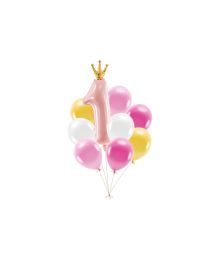 Ballongset 1 års födelsedag, rosa