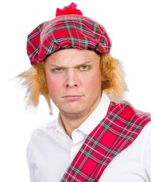 Rød Mr. Tartan hat 