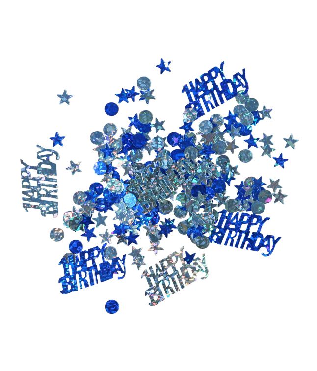Konfetti Happy Birthday blå