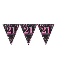 Vimpelguirlande 21 år Pink Sparkling 