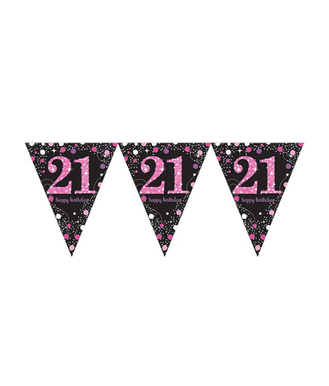 Vimpelguirlande 21 år Pink Sparkling 