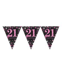 Vimpelguirlande 21 år Pink Sparkling 