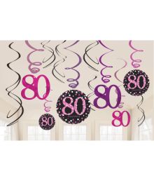 Loftspiraler sparkling 80 år pink