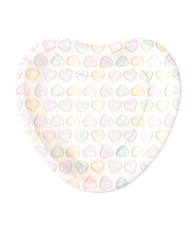 Pastel hjerte tallerkner 23 cm