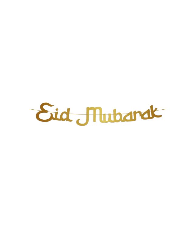 Eid Mubarak bogstavbanner 2 m. guld