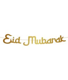 Eid Mubarak bogstavbanner 2 m. guld