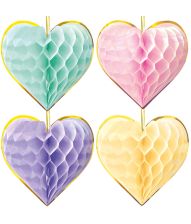 Honeycombs hjerter 4 stk. pastel