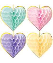 Honeycombs hjerter 4 stk. pastel