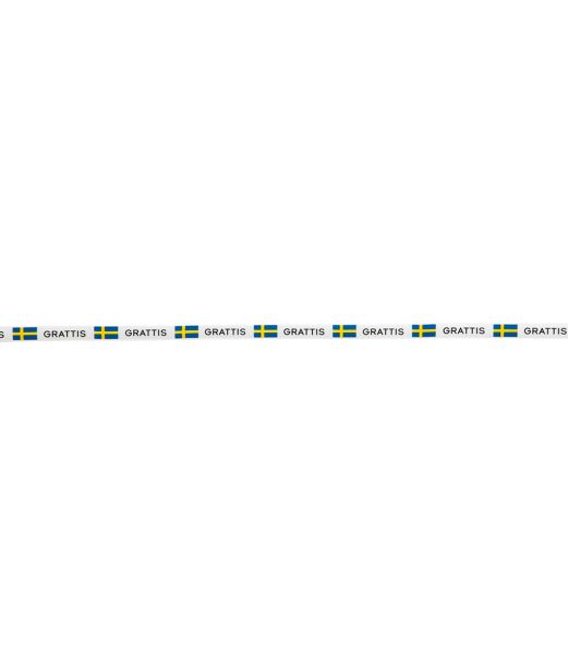 Svensk 'grattis' satinbånd 5 meter 