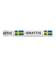 Svensk 'grattis' satinbånd 5 meter 