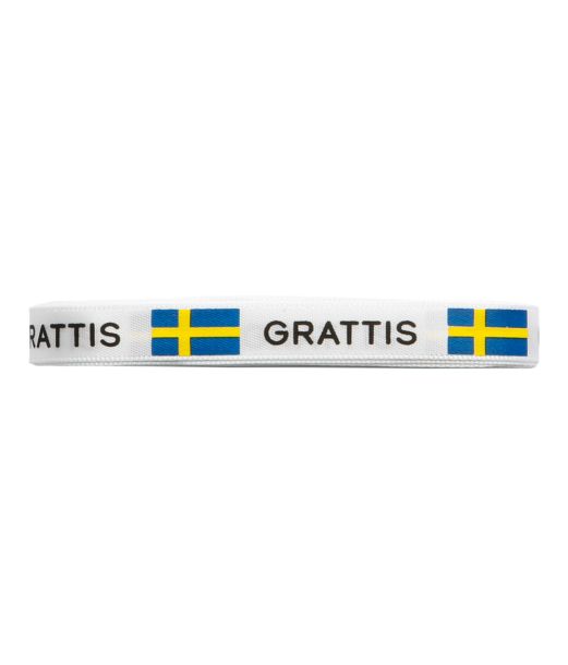 Svensk 'grattis' satinbånd 5 meter 