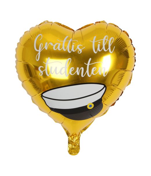 Folieballon hjerte ''grattis till studenten'' 46cm