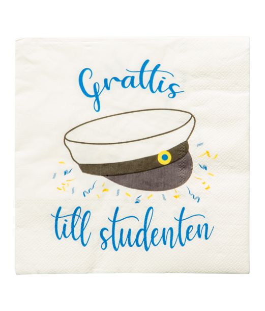 Grattis till studenten servietter 33x33 cm 16stk