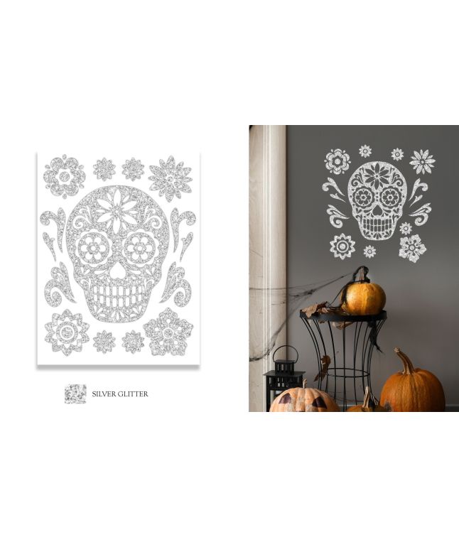 DOD glimmer kranie stickers 30 x 40 cm