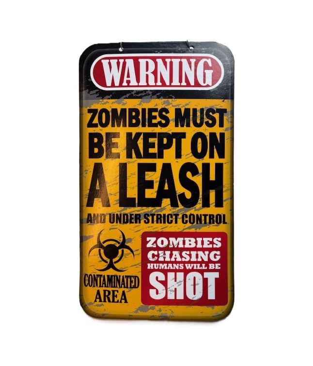 Zombie Warning skilt, 40 cm