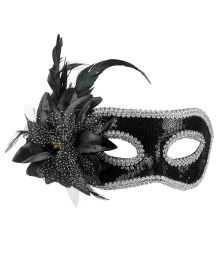 Svart Venice Fiore halvmask
