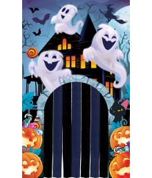 Halloween-dörrdekoration med gardin