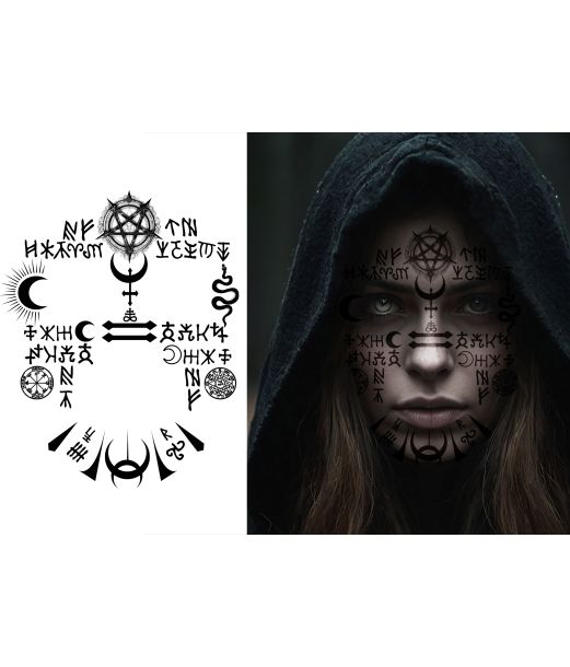 Satanisk ansigtstatovering 30x13 cm
