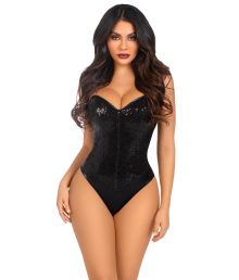 Bodysuit med svarta paljetter