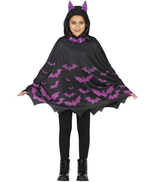Purple bat poncho 7-9 år