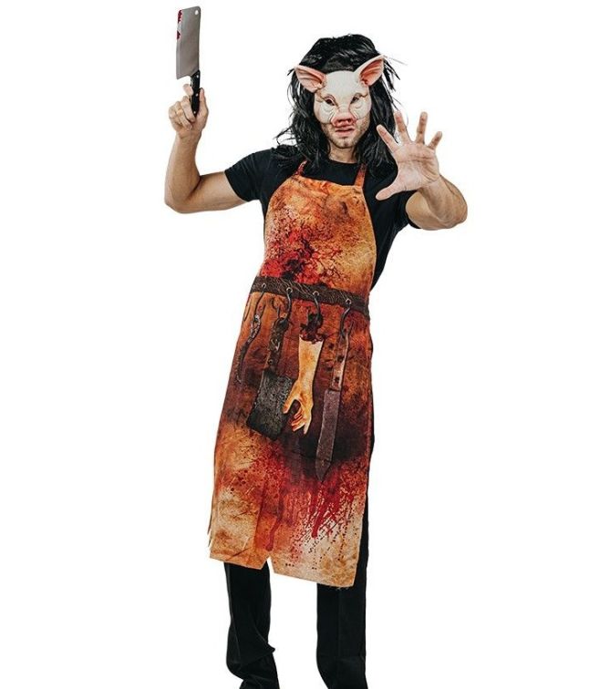 Slagterforklæde med grisemaske