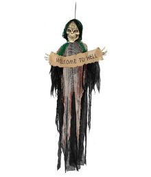 Hanging Reaper m. skilt WELCOME TO HELL