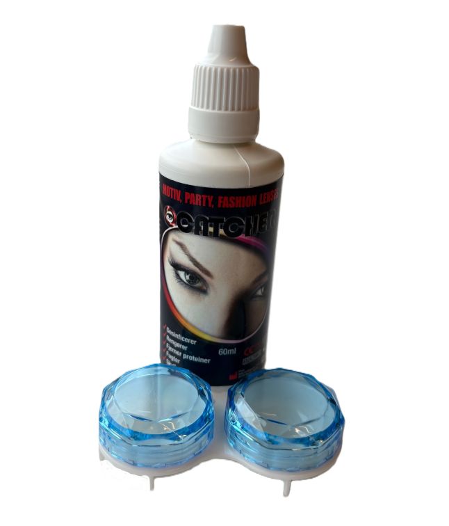 Rensevæske og hel linseetui