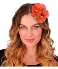 Hawaiiblomst, rød m/ hårclip