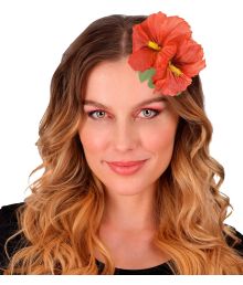 Hawaiiblomst, rød m/ hårclip