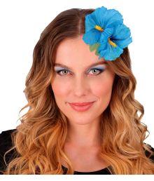 Ljusblå Hawaii-blommor med hårspänne