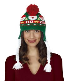 Julehue i grøn m. hvide fletninger 