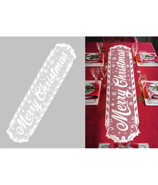 Merry Christmas bordløber 42,3x183cm