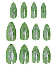Grønne jule negle, 12 stk
