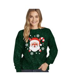 Glitter julemands trøje i grøn M