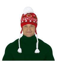 Julehue i rød m. hvide fletninger 