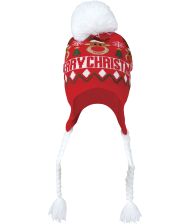 Julehue i rød m. hvide fletninger 