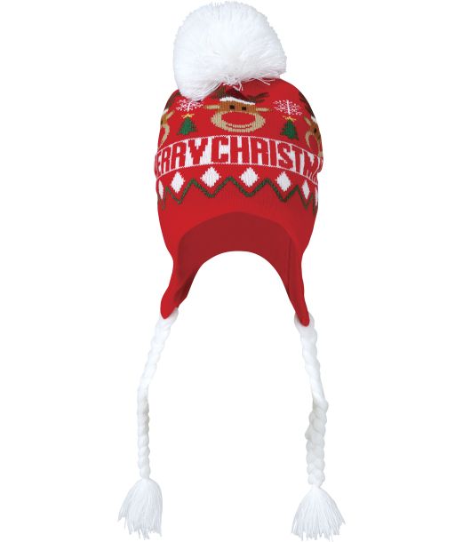 Julehue i rød m. hvide fletninger 