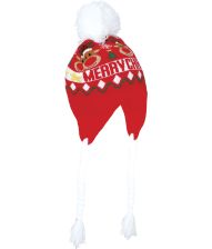 Julehue i rød m. hvide fletninger 