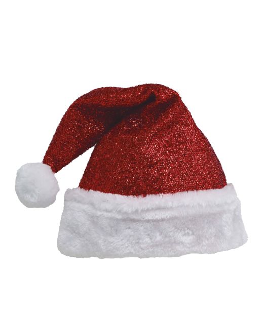 Glitterende rød nissehue til børn 